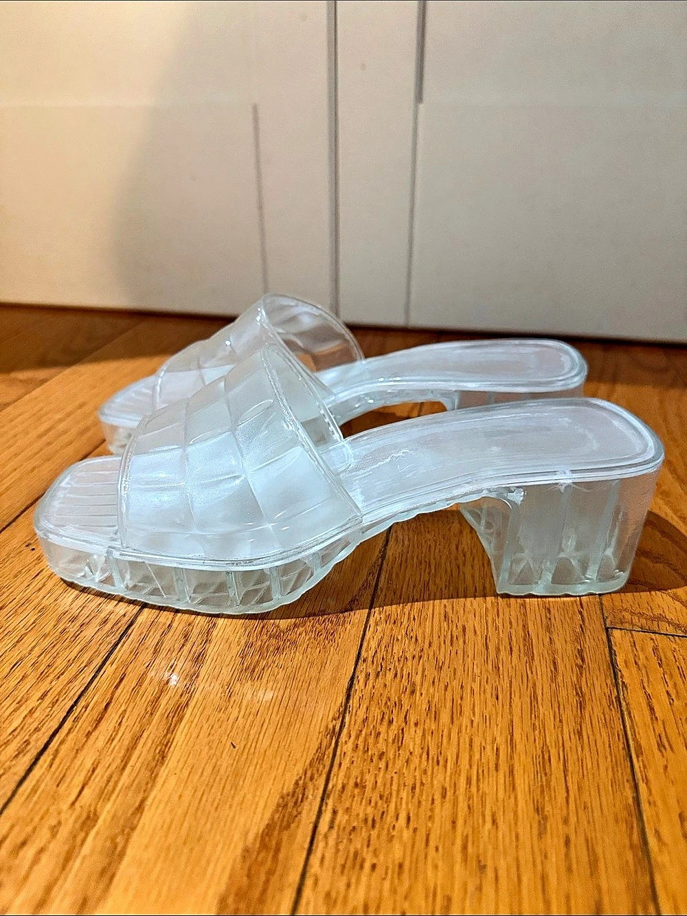 Clear Platform Mules Like New